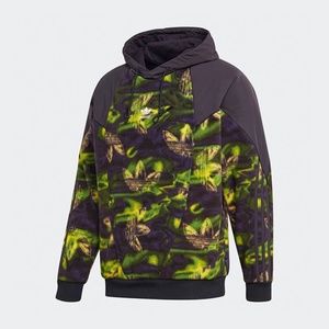 Adidas Originals Big Trefoil Mens Printed Polar Fleece Hoodie GE0827 NEW Sz XS